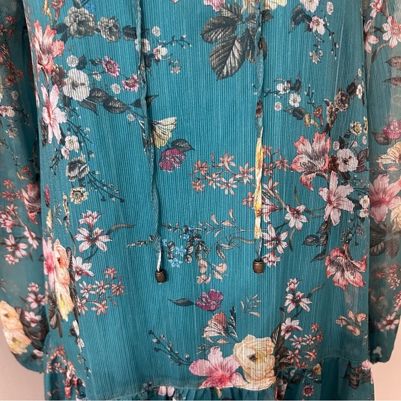 Anthropologie Mauve V-Neck Bishop Sleeve Sundress with spaghetti strap slip SZ S - Picture 3 of 5